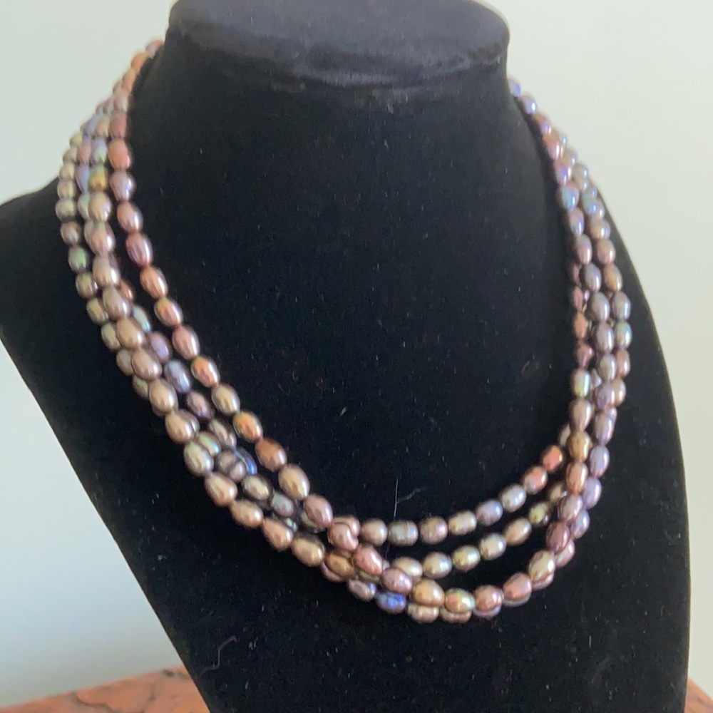Purple MultiColor Beaded Vintage 4 Strand Necklace - Picture 2 of 5